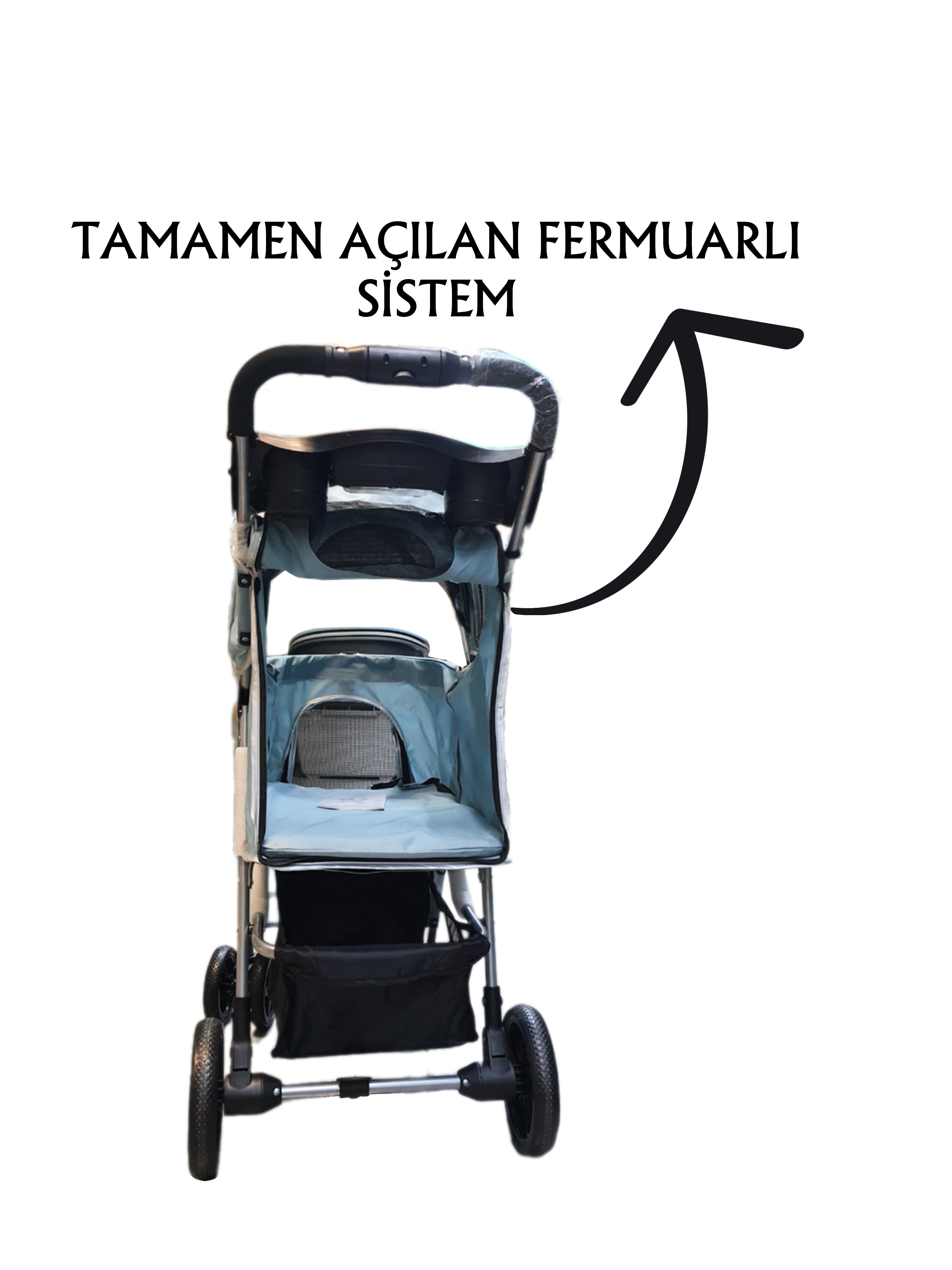 Tommy%20Evcil%20Hayvan%20Arabası%2078x46x99,54cm%20Turkuaz%20Max%2015%20Kg