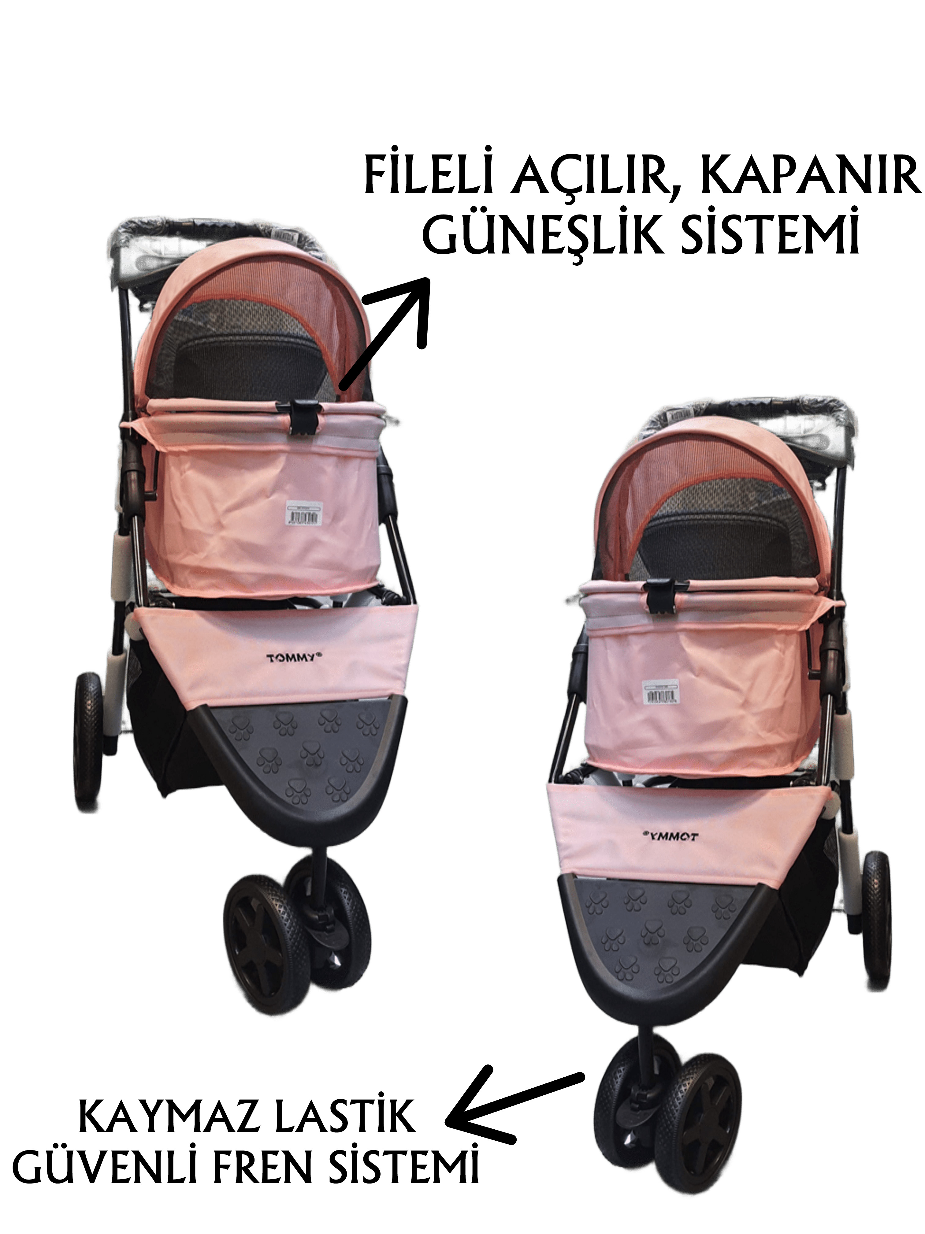 Tommy%20Evcil%20Hayvan%20Arabası%2086x46x94,5cm%20Pembe%20Max%2015%20Kg