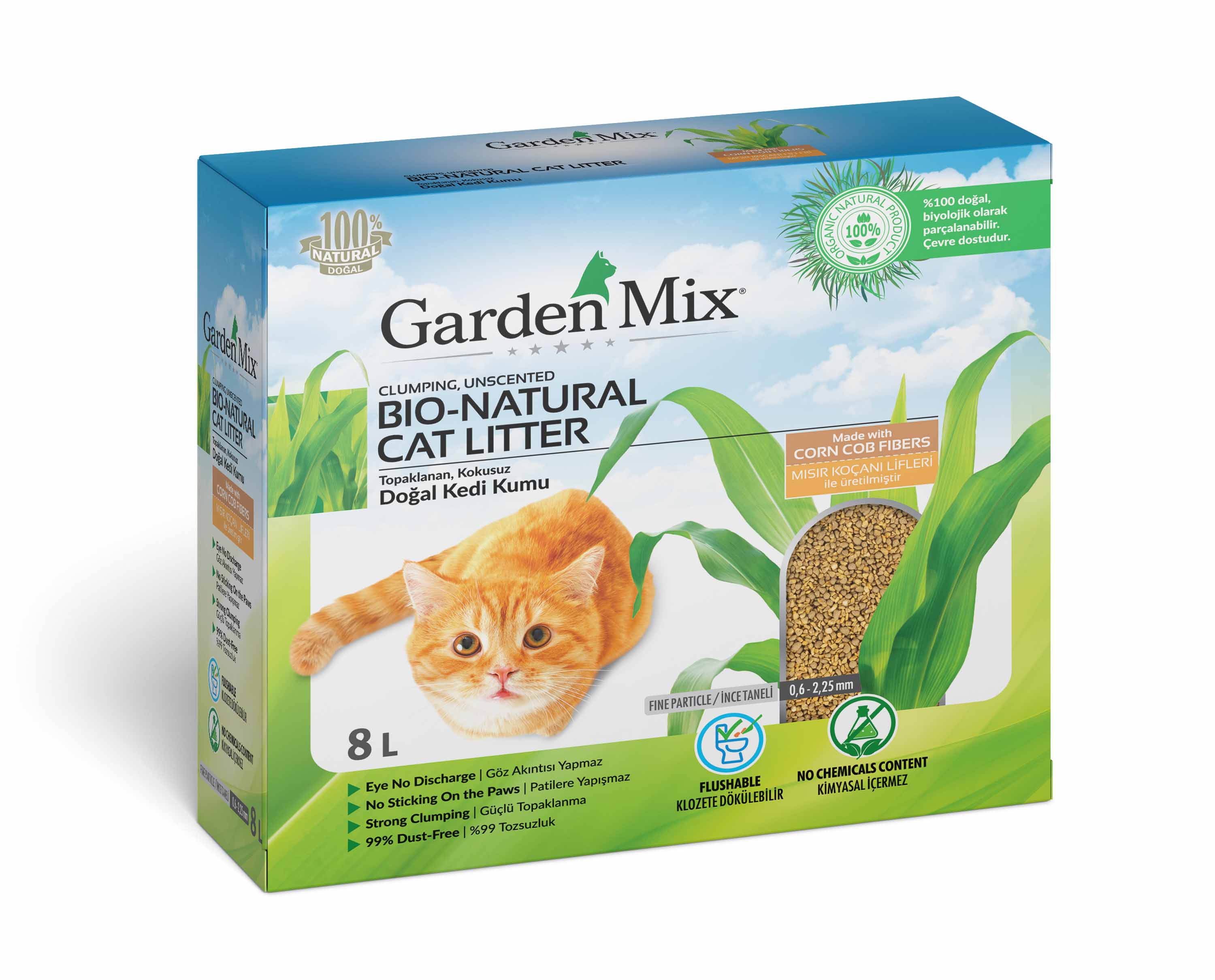 Gardenmix%20Topaklanan%20Mısır%20Lifli%20Kedi%20Kumu%208l