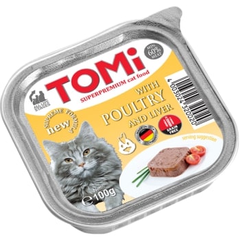 Tomi%20Kedi%20Kümes%20Hayvanı%20Ve%20Ciğerli%20Alüminyum%20Yaş%20Mama%20100gr%20(pate)