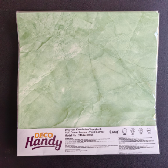 Decohandy 30x30 Cm Pvc Duvar Karosu 4’Lü Paket - Yeşil Mermer