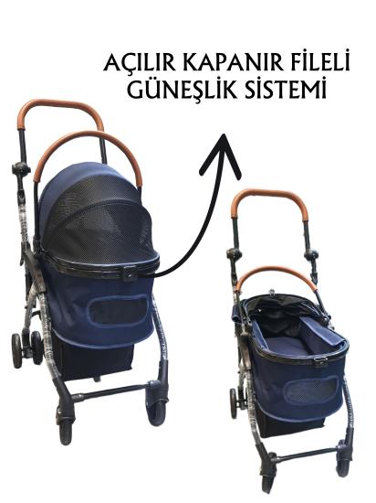 Tommy Evcil Hayvan Arabası 76,5x48x99cm Lacivert Max 15 Kg